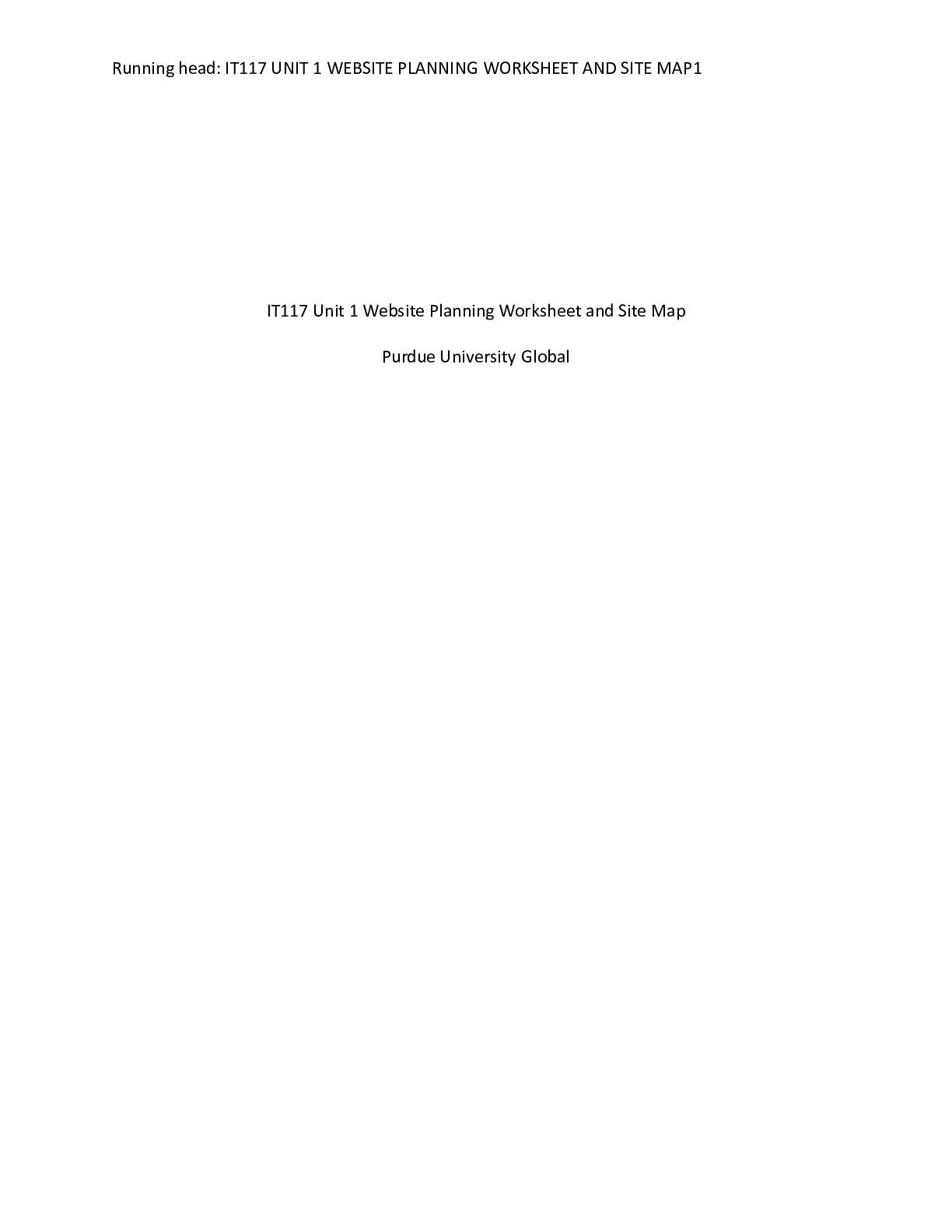 Preview image for IT117 Soy Unit1 Assignment.docx  IT117 Unit 1 Website Planning Worksheet and Site Map  Pur